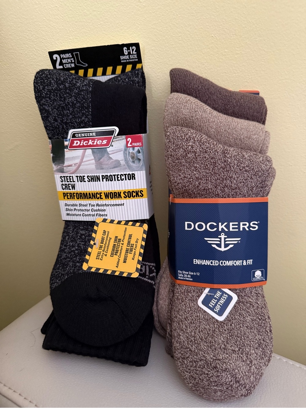 Dockers & Dickies Men's Crew Socks Pack - Black and Brown